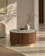 Elizabeth Coffee Table with Onyx Stone Top & Brass Inlay