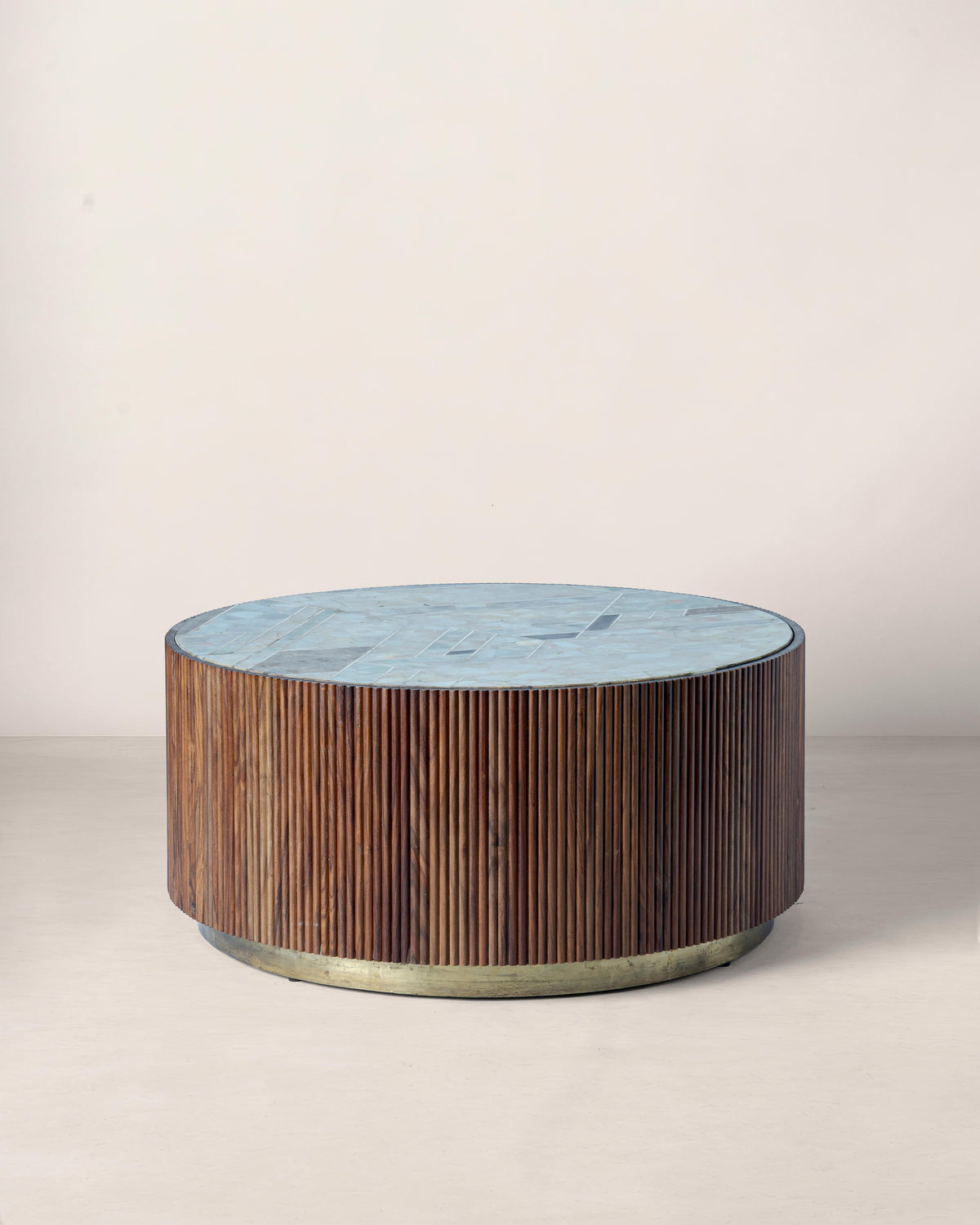 Elizabeth Coffee Table with Onyx Stone Top & Brass Inlay
