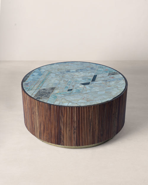 Elizabeth Coffee Table with Onyx Stone Top & Brass Inlay