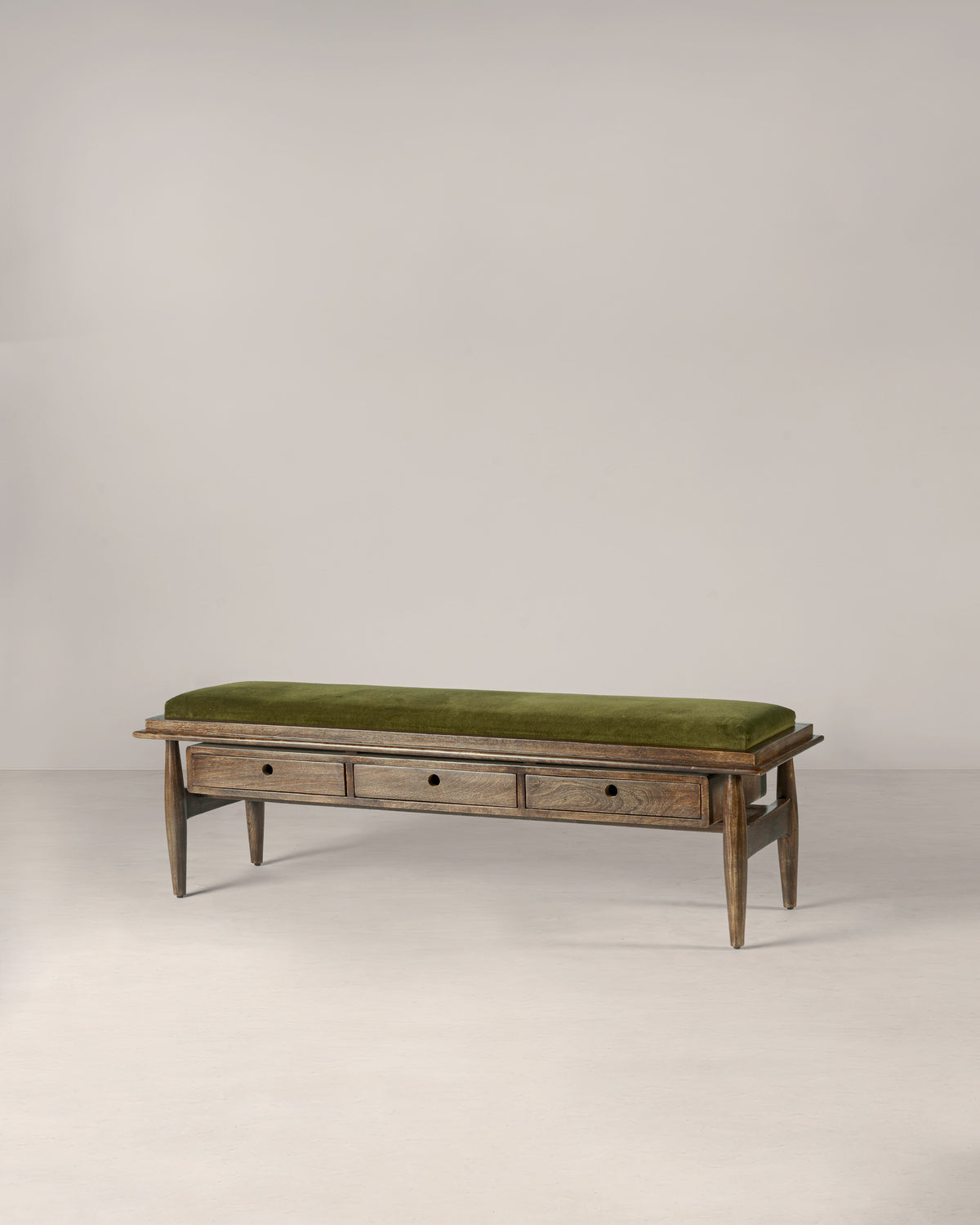 Hokusai Wooden Upholstered Bench with 3 Drawers