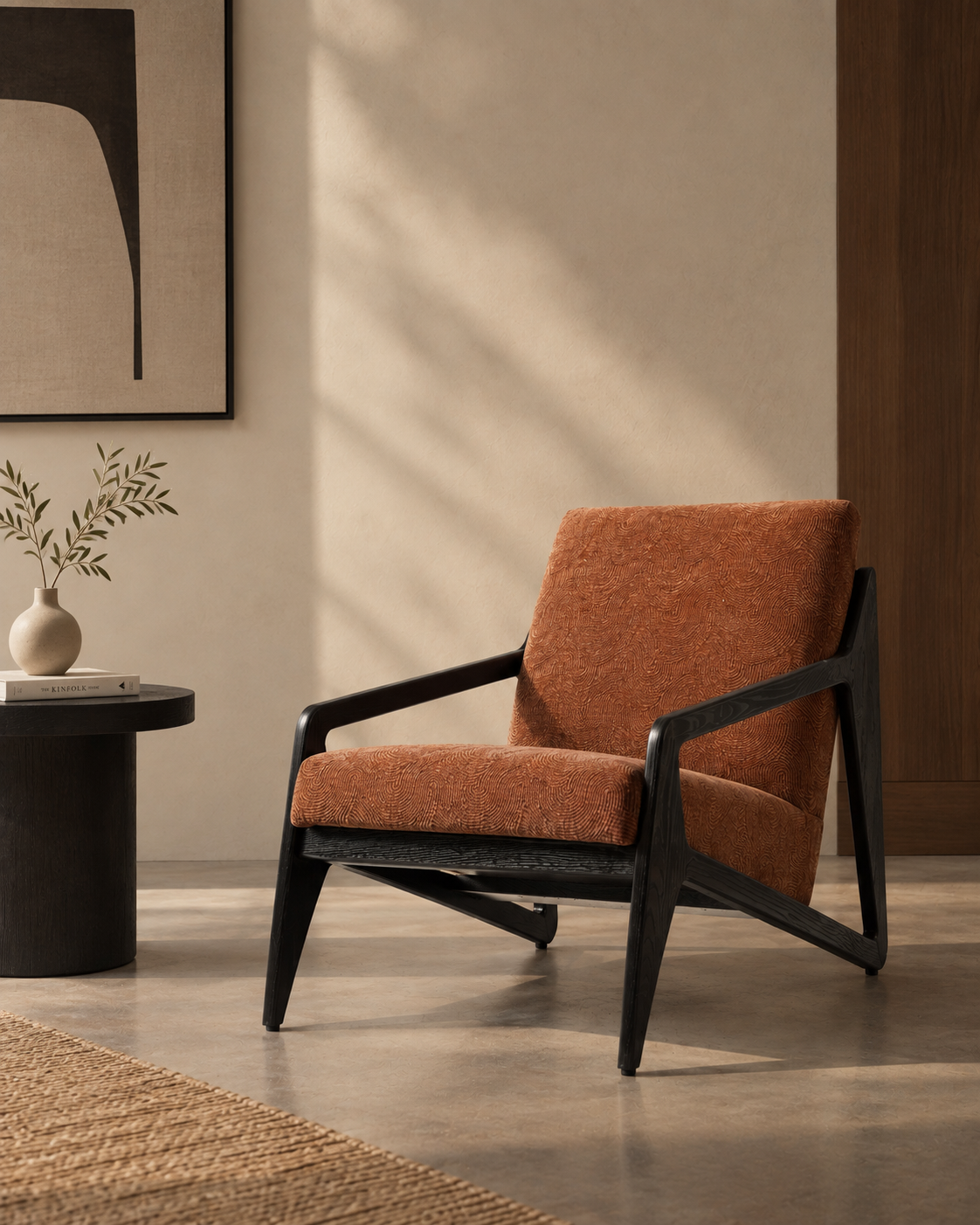 Frida Wooden Upholstered Armchair