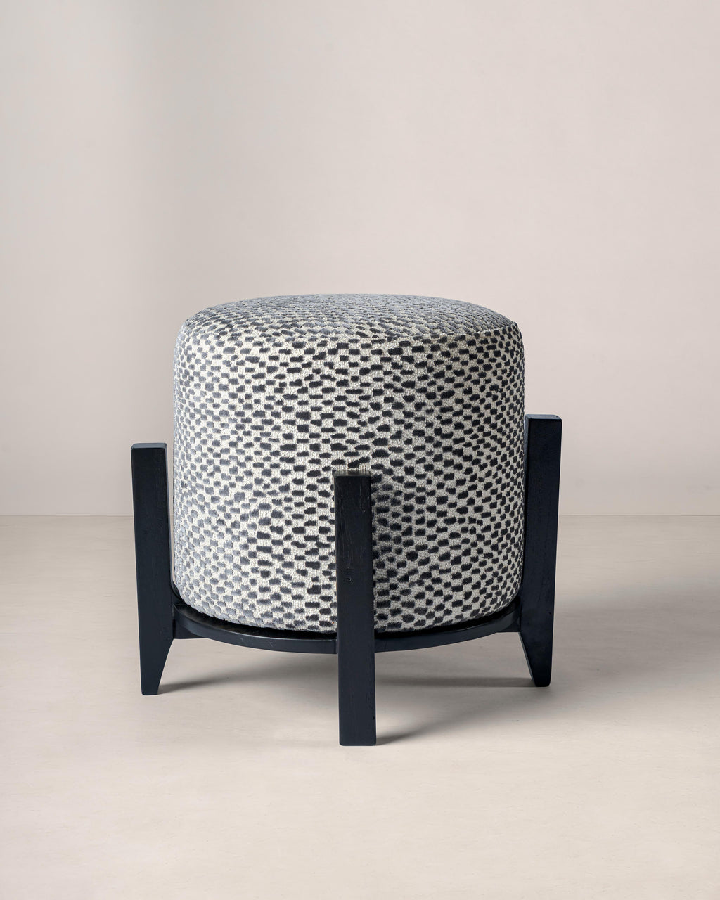 Lincoln Oak Wood Upholstered Pouf