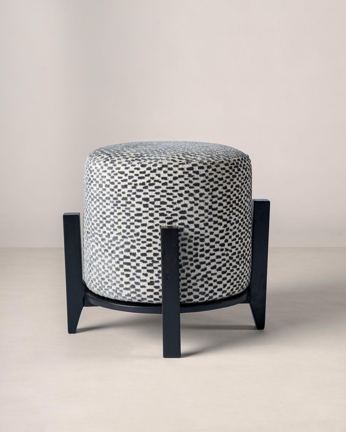Lincoln Oak Wood Upholstered Pouf