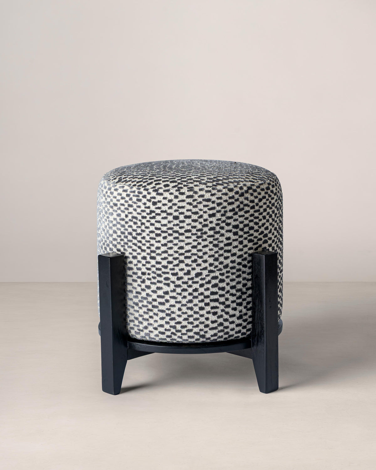 Lincoln Oak Wood Upholstered Pouf