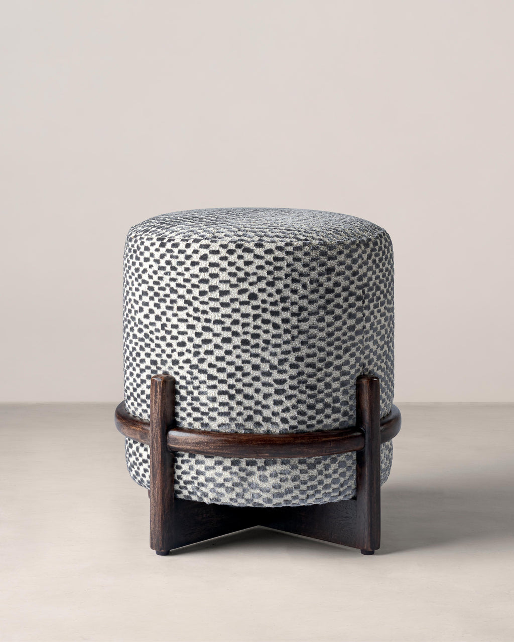 Luther Wooden Upholstered Pouf