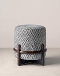 Luther Wooden Upholstered Pouf