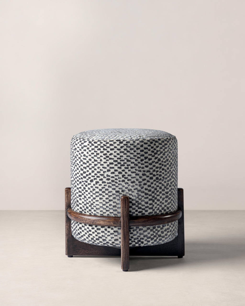 Luther Wooden Upholstered Pouf