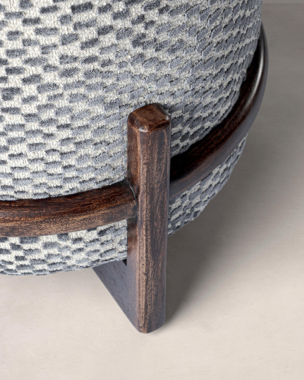 Luther Wooden Upholstered Pouf