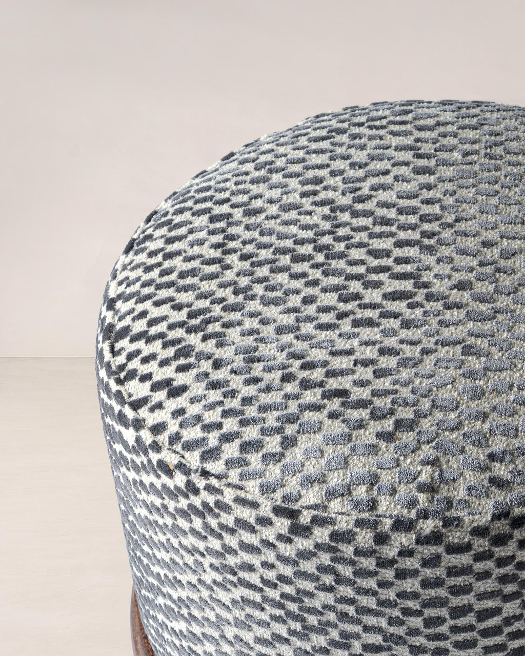 Luther Wooden Upholstered Pouf