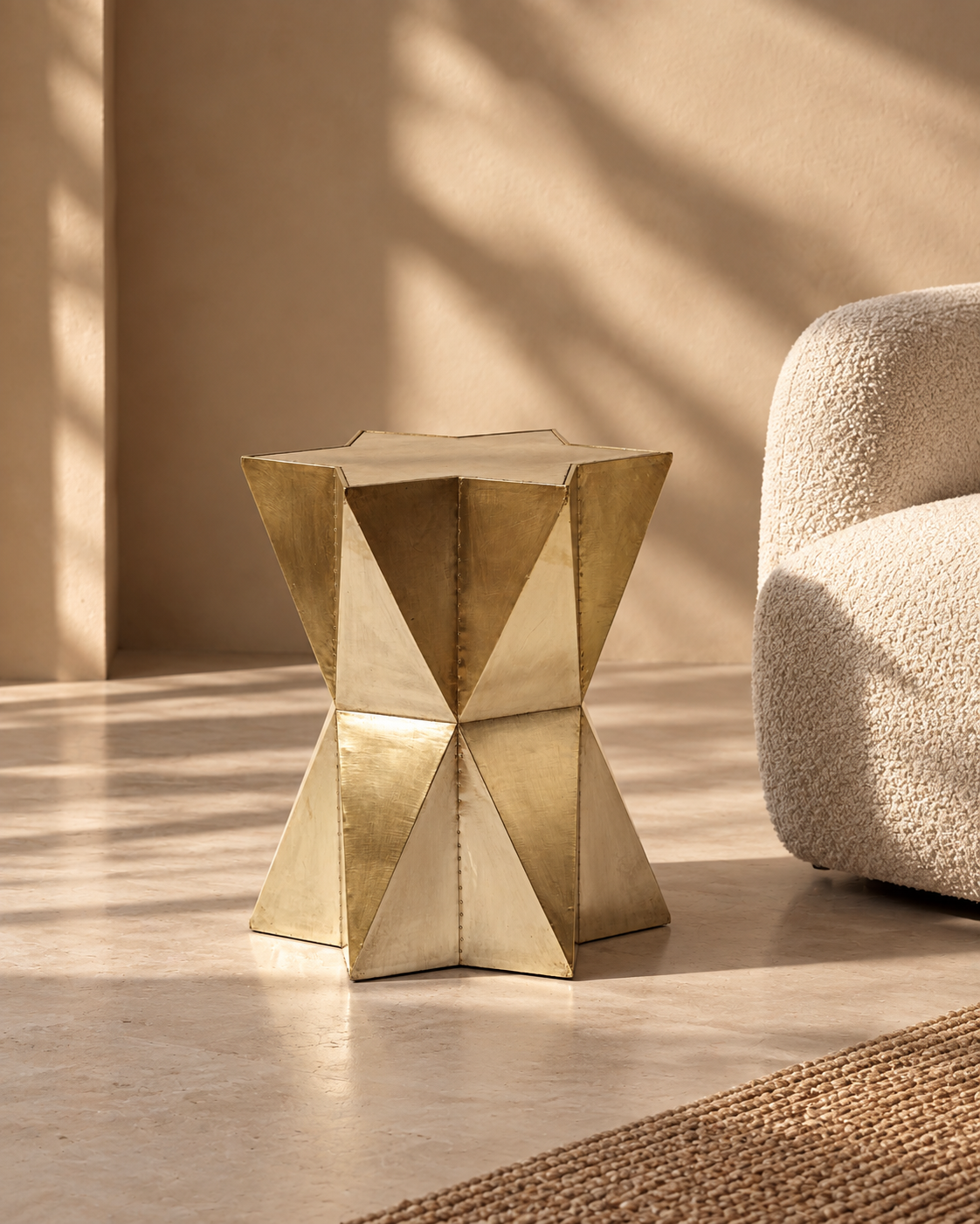 Mondrian Wooden/Metal Mounted Side Table