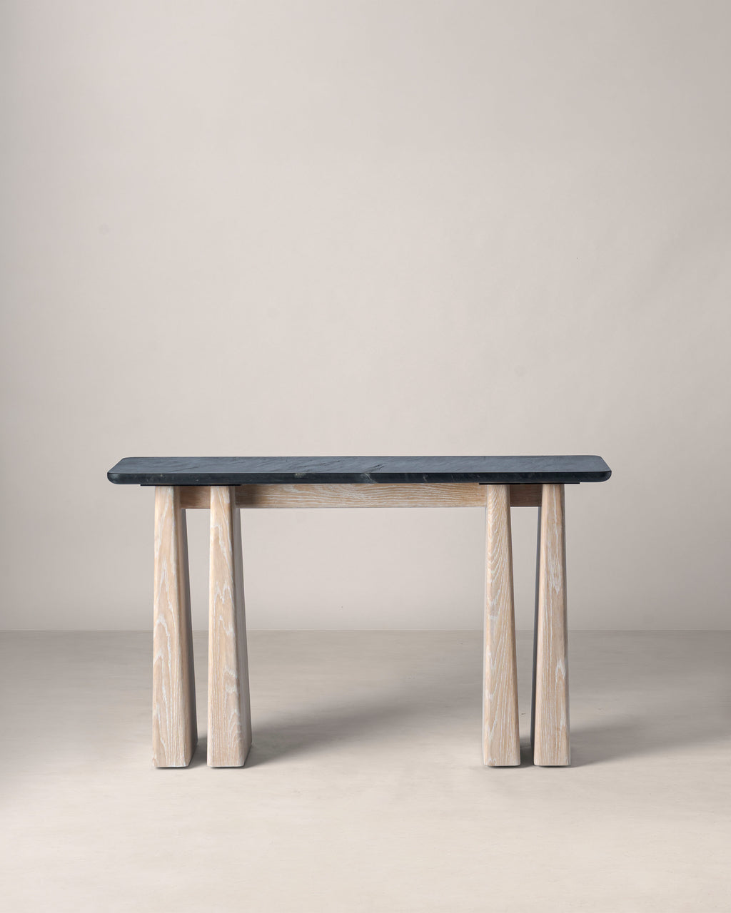 Newton Oak Wooden Console Table with Stone Top