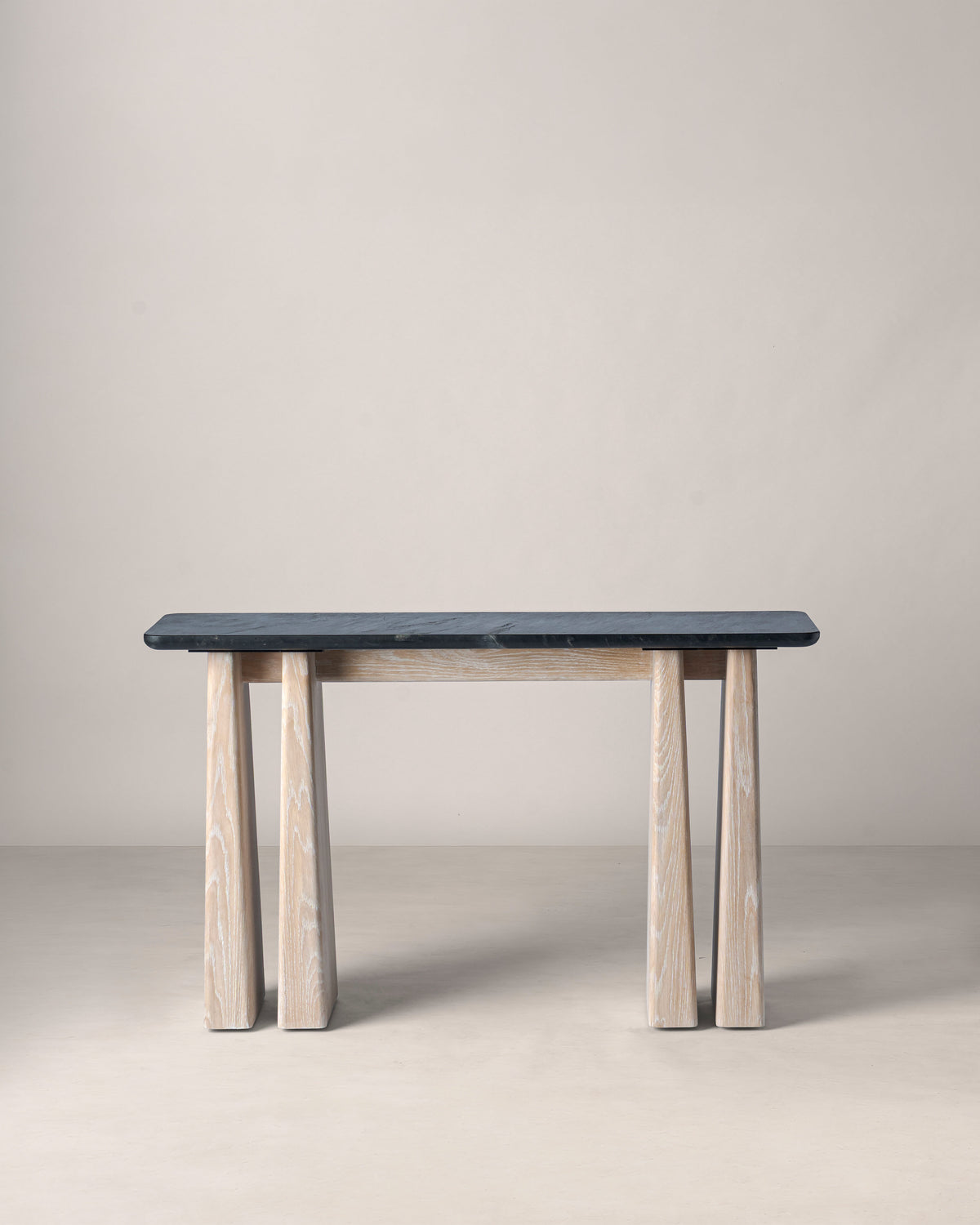 Newton Oak Wooden Console Table with Stone Top