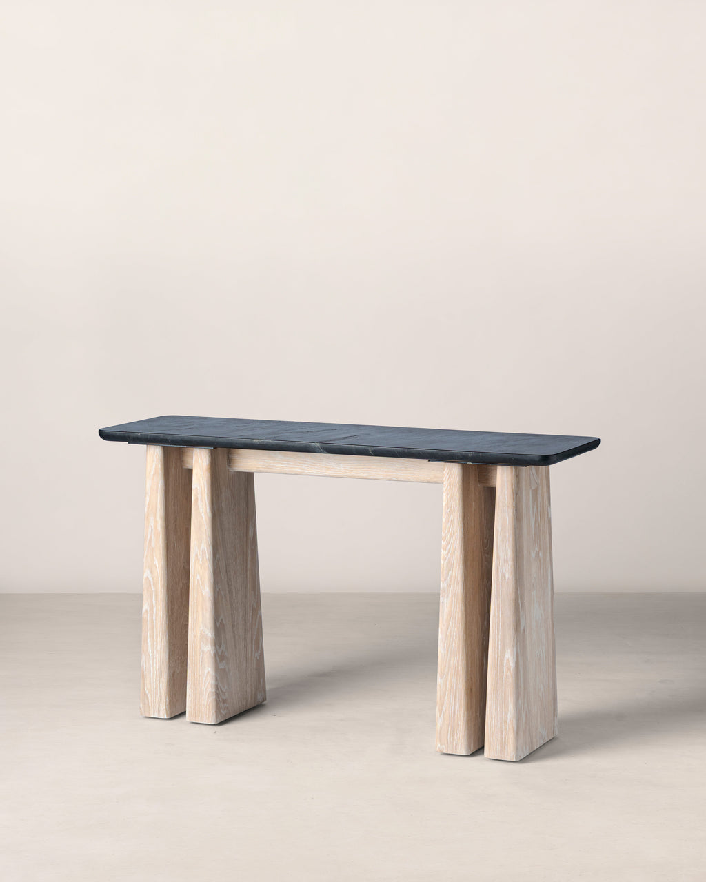 Newton Oak Wooden Console Table with Stone Top