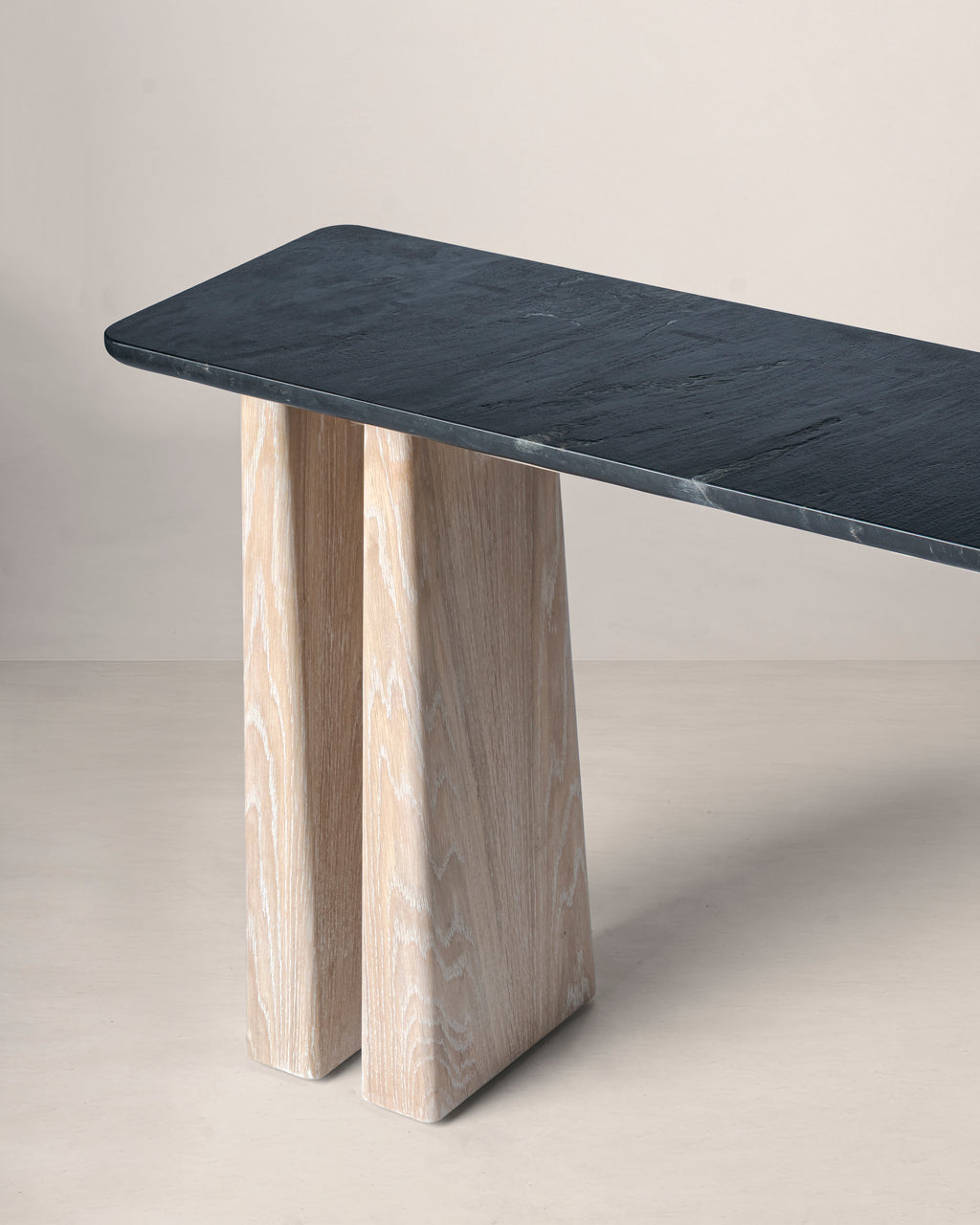 Newton Oak Wooden Console Table with Stone Top