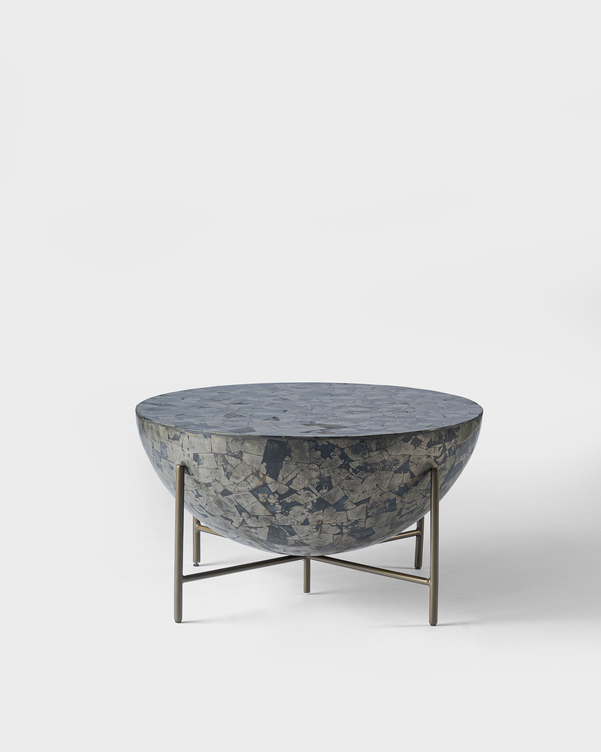 Salvador Iron Coffee Table with Pyrite Stone Top