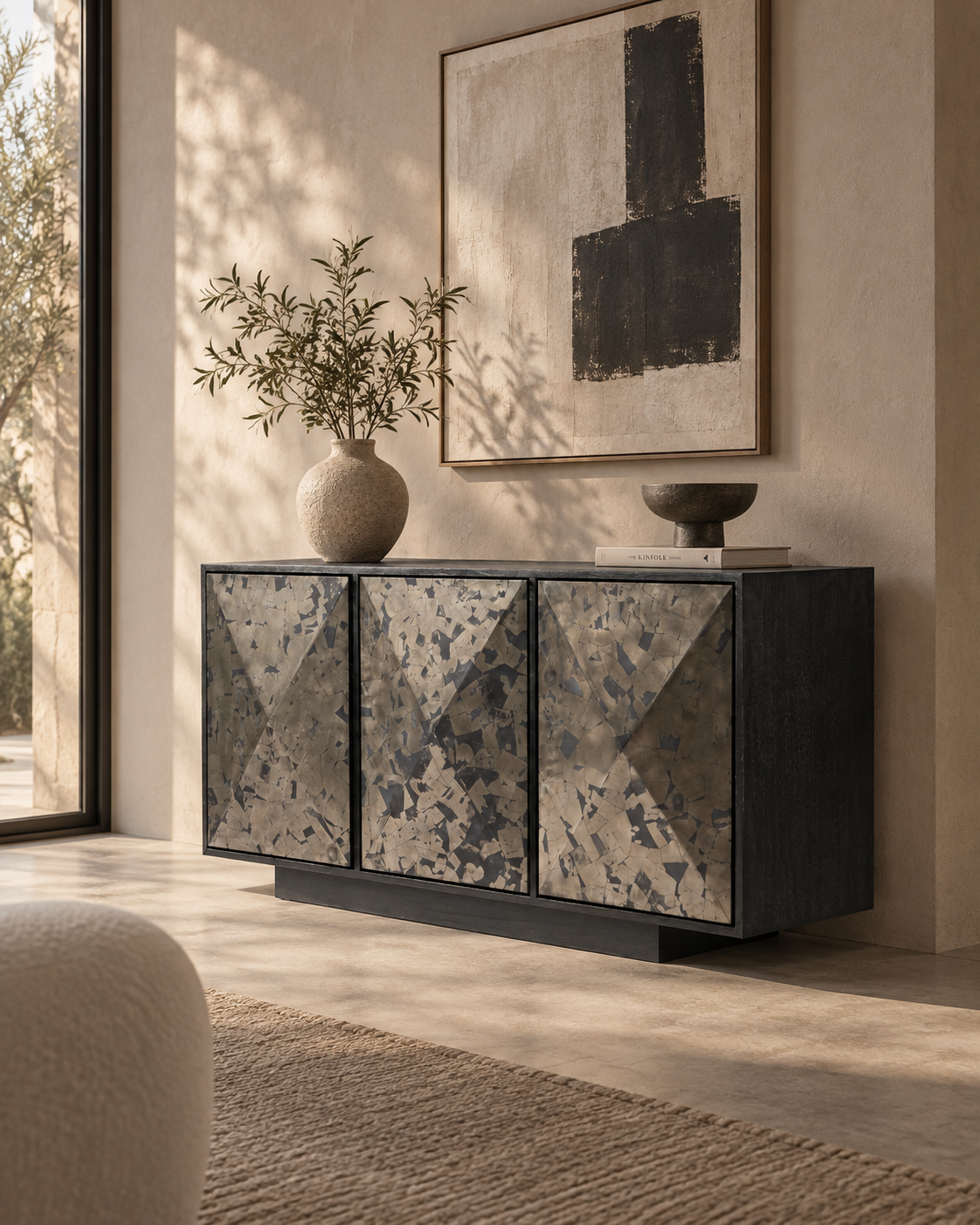 Chagall Wooden Sideboard with Pyrite Doors