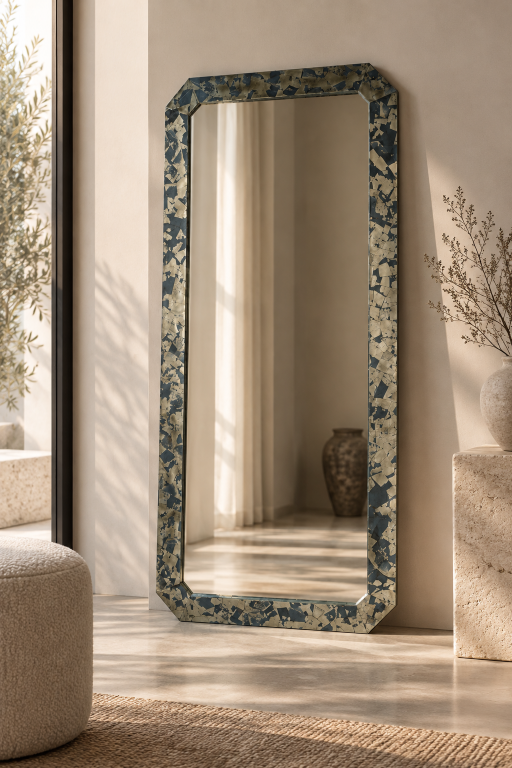 Botticelli Wooden/Pyrite Mirror