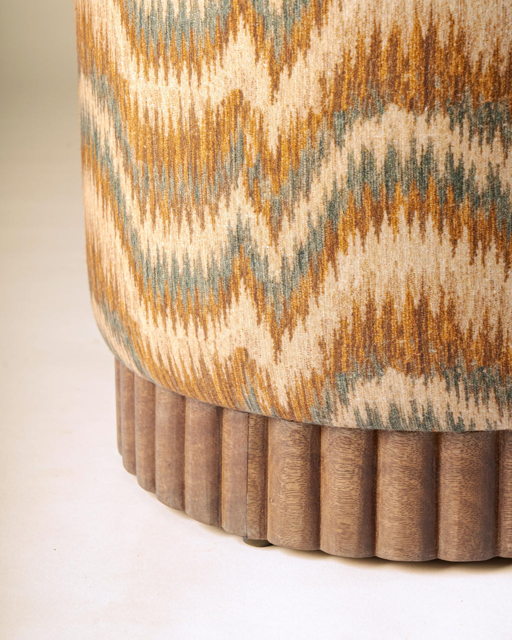 Corbusier Wooden Upholstered Pouf