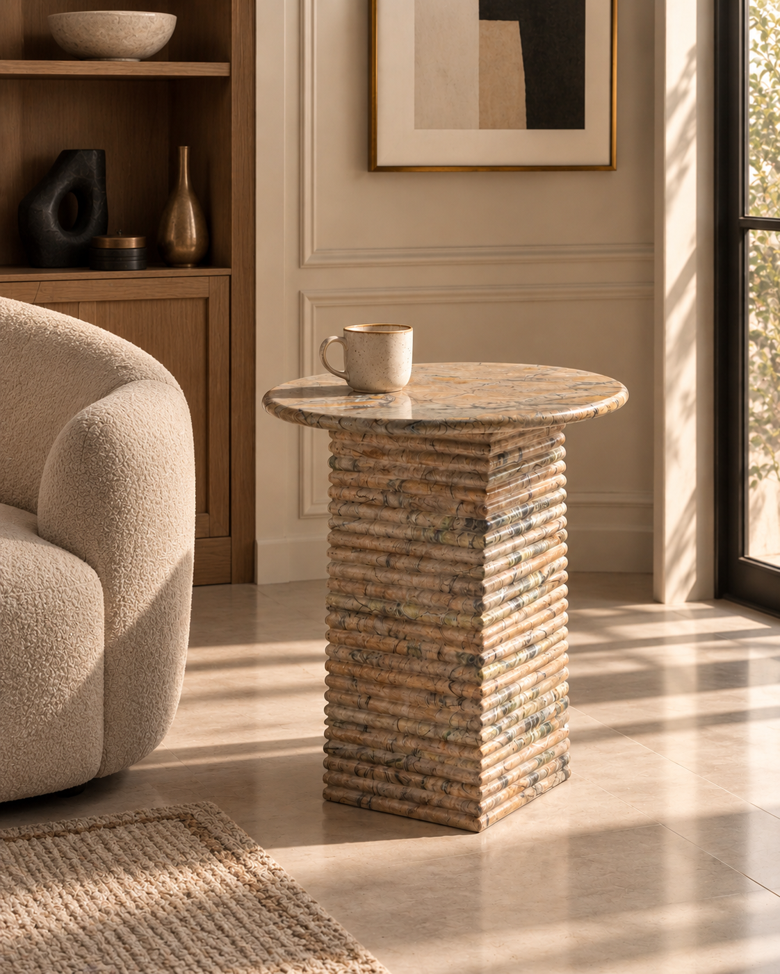 Basquiat Stone Carved Side Table