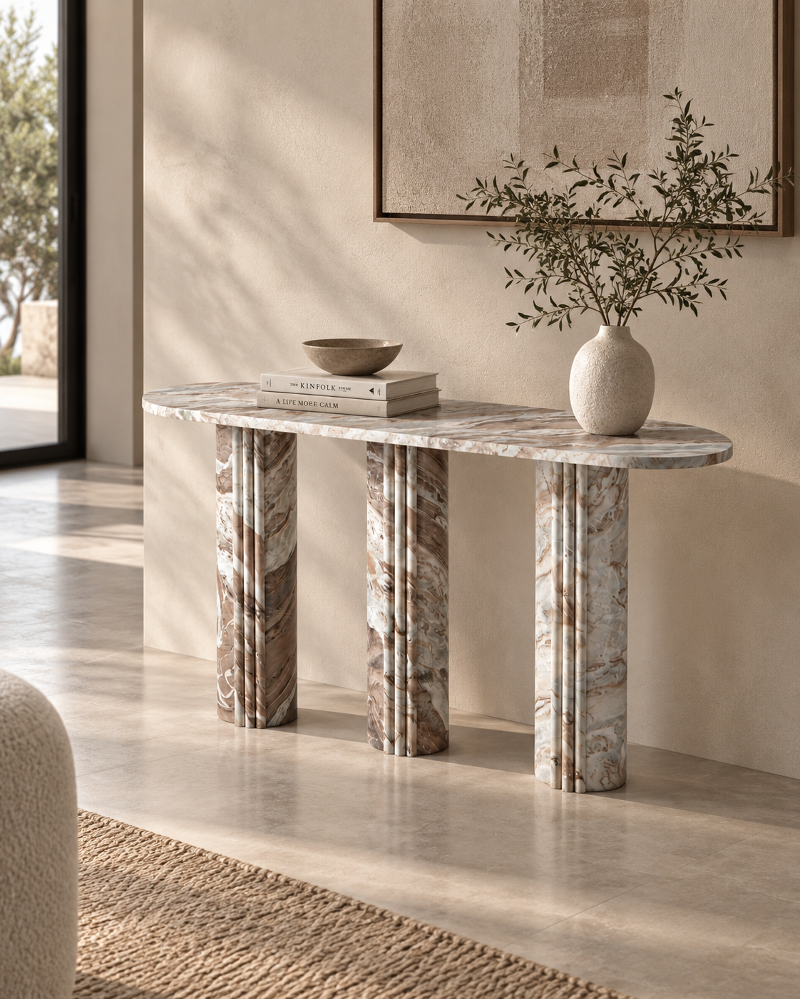 Aristotle Stone Carved Console Table