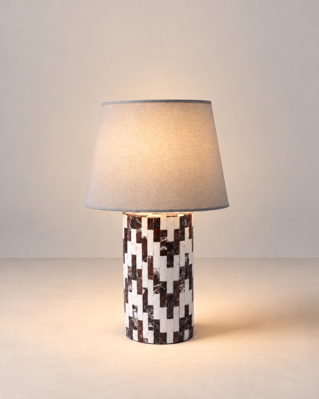 Kiefer Wooden/Multi Stone Inlay Table Lamp