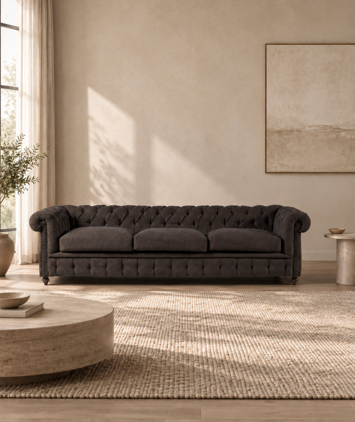 Michelangelo Wooden Upholstered Sofa